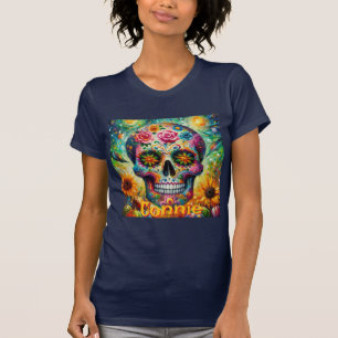 Sugar Skull Floral Roses Sunflower Personalised T-Shirt