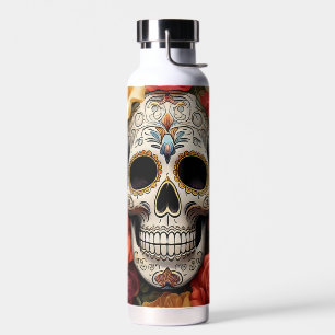 Sugar Skull Floral Water Bottle