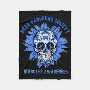 Sugar Skull Flower Dead Pancreas Society Diabetes Fleece Blanket