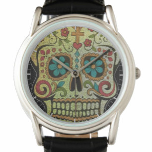 Sugar-Skull, Flower-Power Hippy or Gothic Style Watch