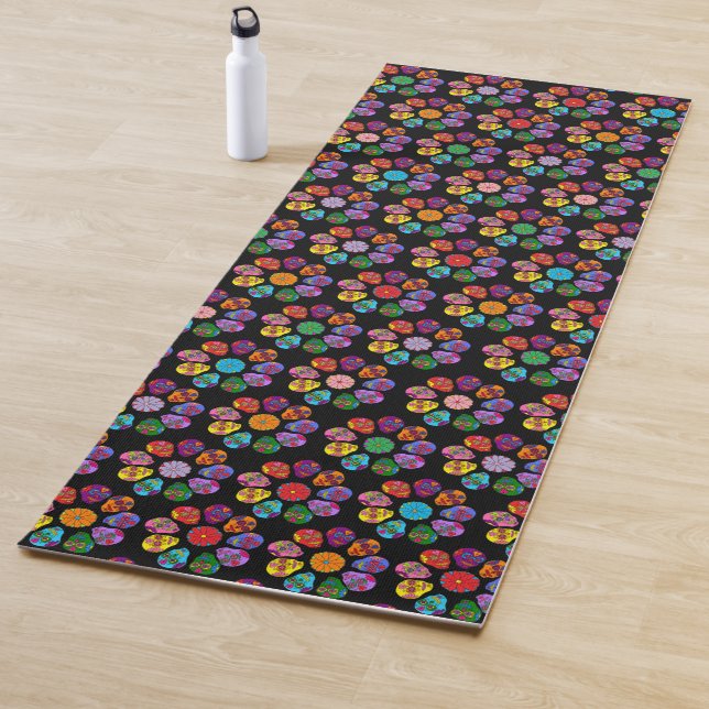 Sugar Skull Flower Yoga Mat (In Situ)
