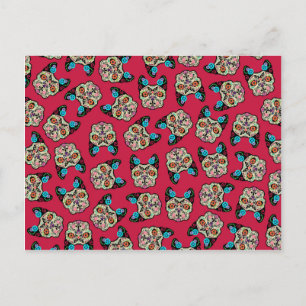 Sugar Skull Frenchie - Pink Postcard