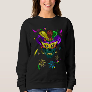 Sugar Skull Funny Carnival Mask Jester Hat Best Ma Sweatshirt