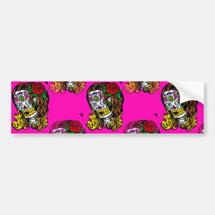 sugar skull girl bumper sticker