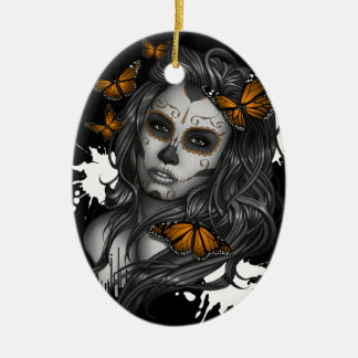 Sugar Skull Girl Ceramic Tree Decoration