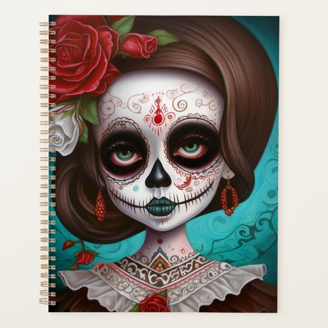 Sugar Skull Girl Day Of The Dead Planner (Front)