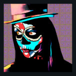 sugar Skull Girl Day Of The Dead Pop Art Poster<br><div class="desc">sugar Skull Girl wearing top hat Day Of The Dead Pop Art Poster</div>