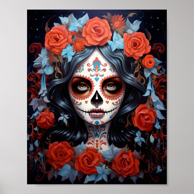 Sugar Skull Girl Day Of The Dead Poster (Front)