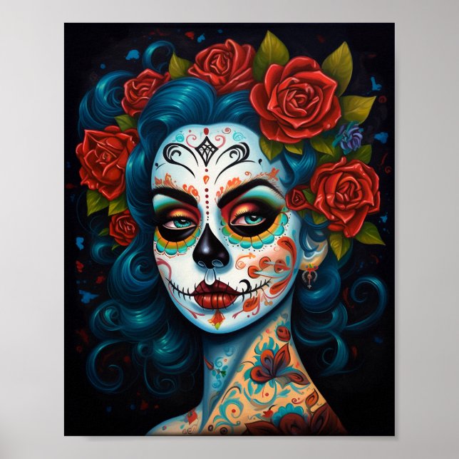 Sugar Skull Girl Day Of The Dead Poster (Front)