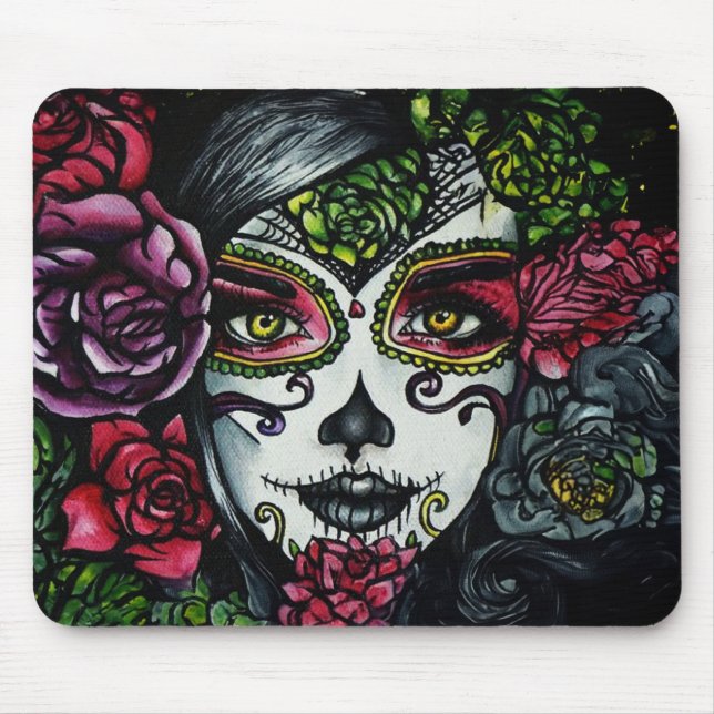 Sugar Skull Girl, Dia de los Muertos #8 Mouse Pad (Front)