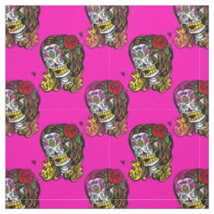 sugar skull girl fabric