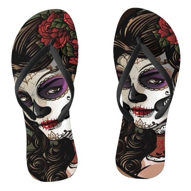 Sugar Skull girl - Pair of Flip Flops (Footbed)