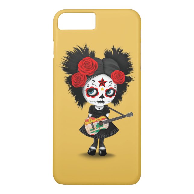 Sugar Skull Girl Playing PEI Flag Guitar Case-Mate iPhone Case (Back)