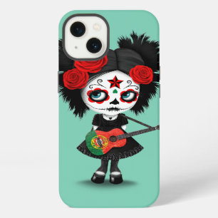 Sugar Skull Girl Playing Portuguese Flag Guitar iPhone 13 Case