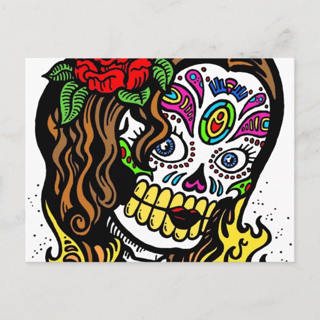 Sugar Skull Girl Postcard (Front)