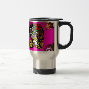 sugar skull girl travel mug