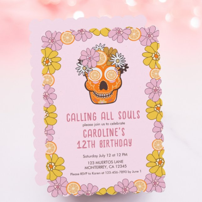 Sugar Skull Girls Birthday Party Invitation (Creator Uploaded)