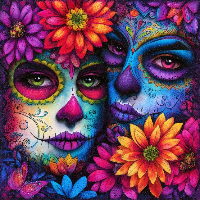 Sugar Skull Girls Day Of The Dead Tile (Creator Uploaded)