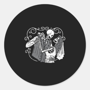 Sugar skull groom bride funny dia muertos classic round sticker