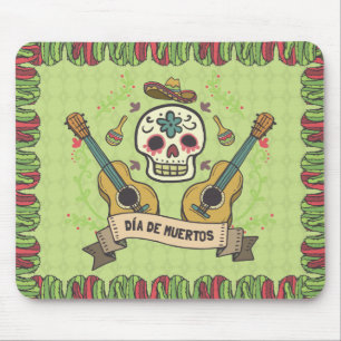 Sugar Skull & Guitars Dia de Muertos   Mousepad