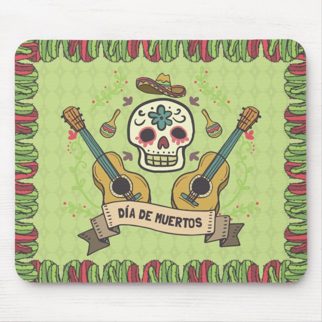 Sugar Skull & Guitars Dia de Muertos | Mousepad (Front)