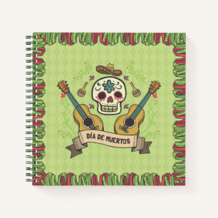 Sugar Skull & Guitars Dia de Muertos   Notebook