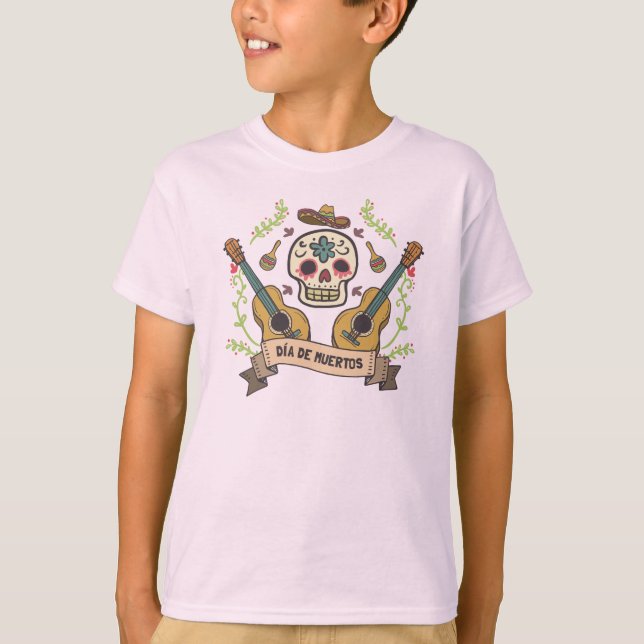 Sugar Skull & Guitars Dia de Muertos Sleeve Shirt (Front)