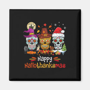 Sugar Skull Hallothanksmas Halloween Thanksgiving Magnet