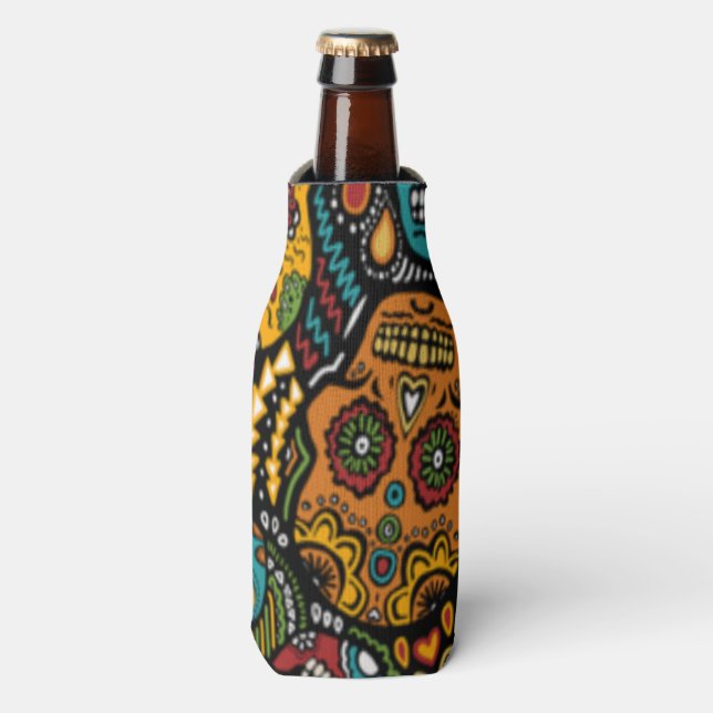 SUGAR SKULL Halloween Bottle Cooler (Bottle Front)