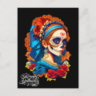 Sugar Skull Halloween, Dia de los Muertos Postcard
