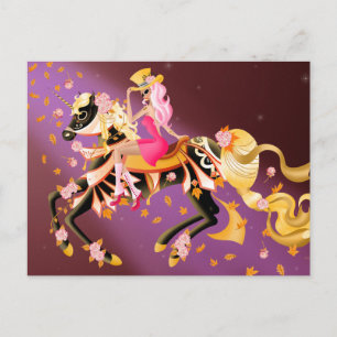 Sugar Skull Horse & Lady RedRosa Postcard