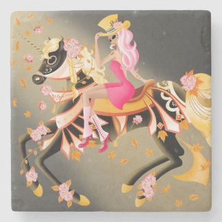 Sugar Skull Horse & Lady Stone Coaster