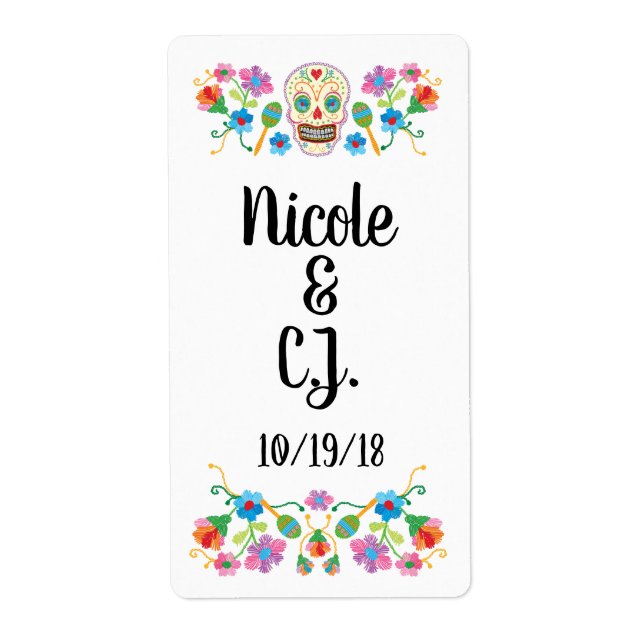 Sugar Skull Hot Sauce Mexican Fiesta Labels (Front)