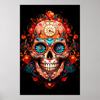 Sugar Skull Images With Blue Eyes Guy on a Wall Poster