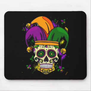 Sugar Skull Jester Hat Mardi Gras Fat Tuesday Carn Mouse Pad