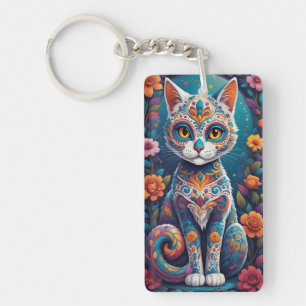 Sugar Skull Kitty Key Ring