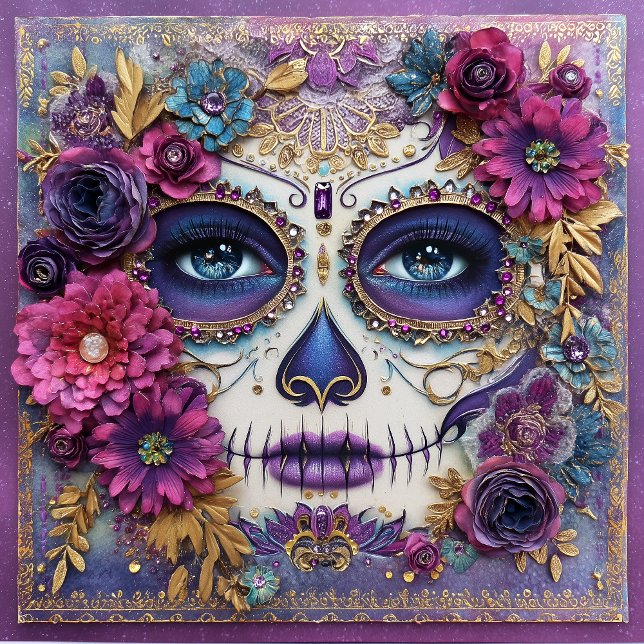 Sugar Skull Lady Face Day Of The Dead Ceramic Tile (Creator Uploaded)