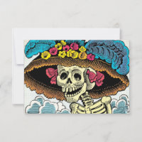 Sugar Skull Lady in Floral Sun Hat Pop Art Graphic
