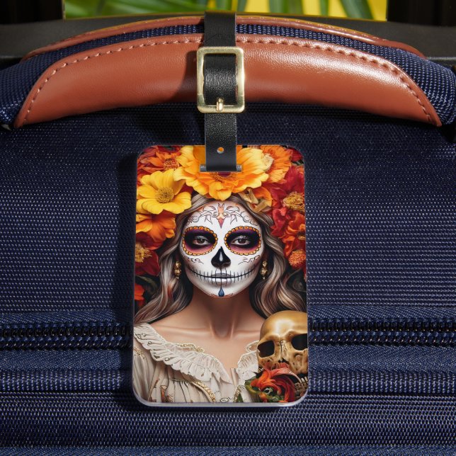 Sugar Skull Lady Luggage Tag (Front Insitu 2)