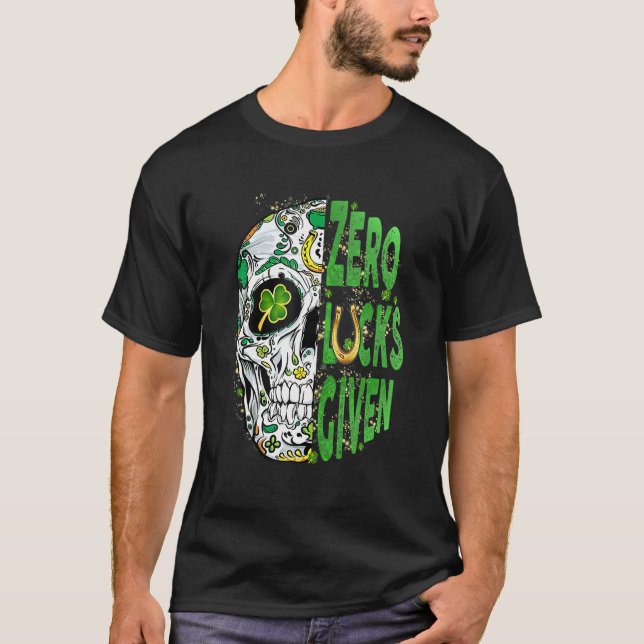 Sugar Skull Leprechaun Hat St Patricks Day of Dead T-Shirt (Front)