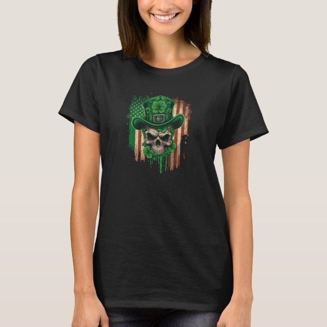Sugar Skull Leprechaun St Patricks Saint Patrick's T-Shirt (Front)