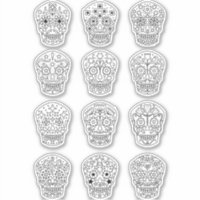 Sugar Skull Line Art Drawing