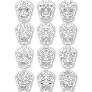 Sugar Skull Line Art Drawing