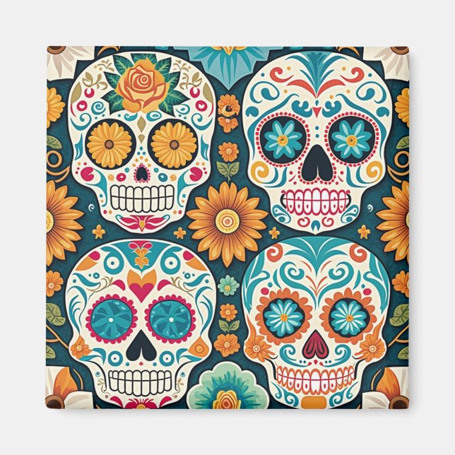 Sugar Skull Magnet Illustration (Front)