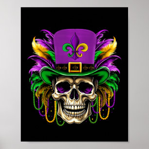 Sugar Skull Mardi Gras Costume Men Women Kids Mard Poster