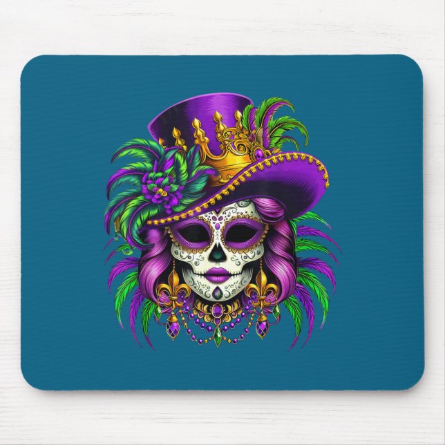 Sugar Skull Mardi Gras For Artwork Mouse Pad (Front)