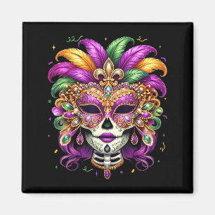 Sugar skull mardi gras women girls kids carnival magnet