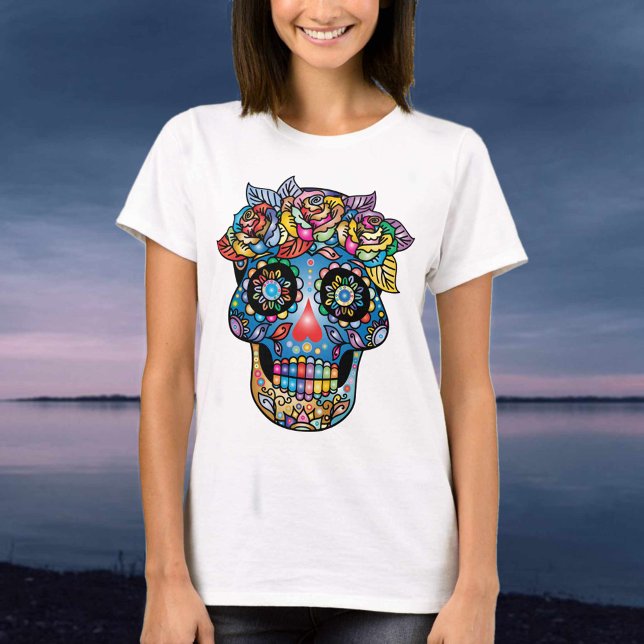 Sugar Skull Mexican Art Style T-Shirt (Creator Uploaded)