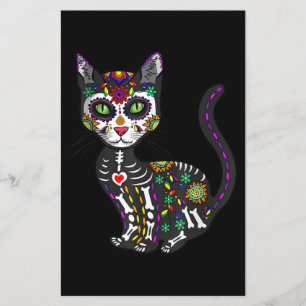 Sugar Skull Mexican Cat Halloween Day Of The Dead