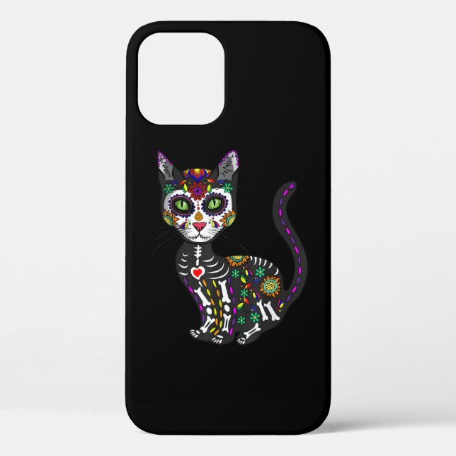 Sugar Skull Mexican Cat Halloween Day Of The Dead Case-Mate iPhone Case (Back)